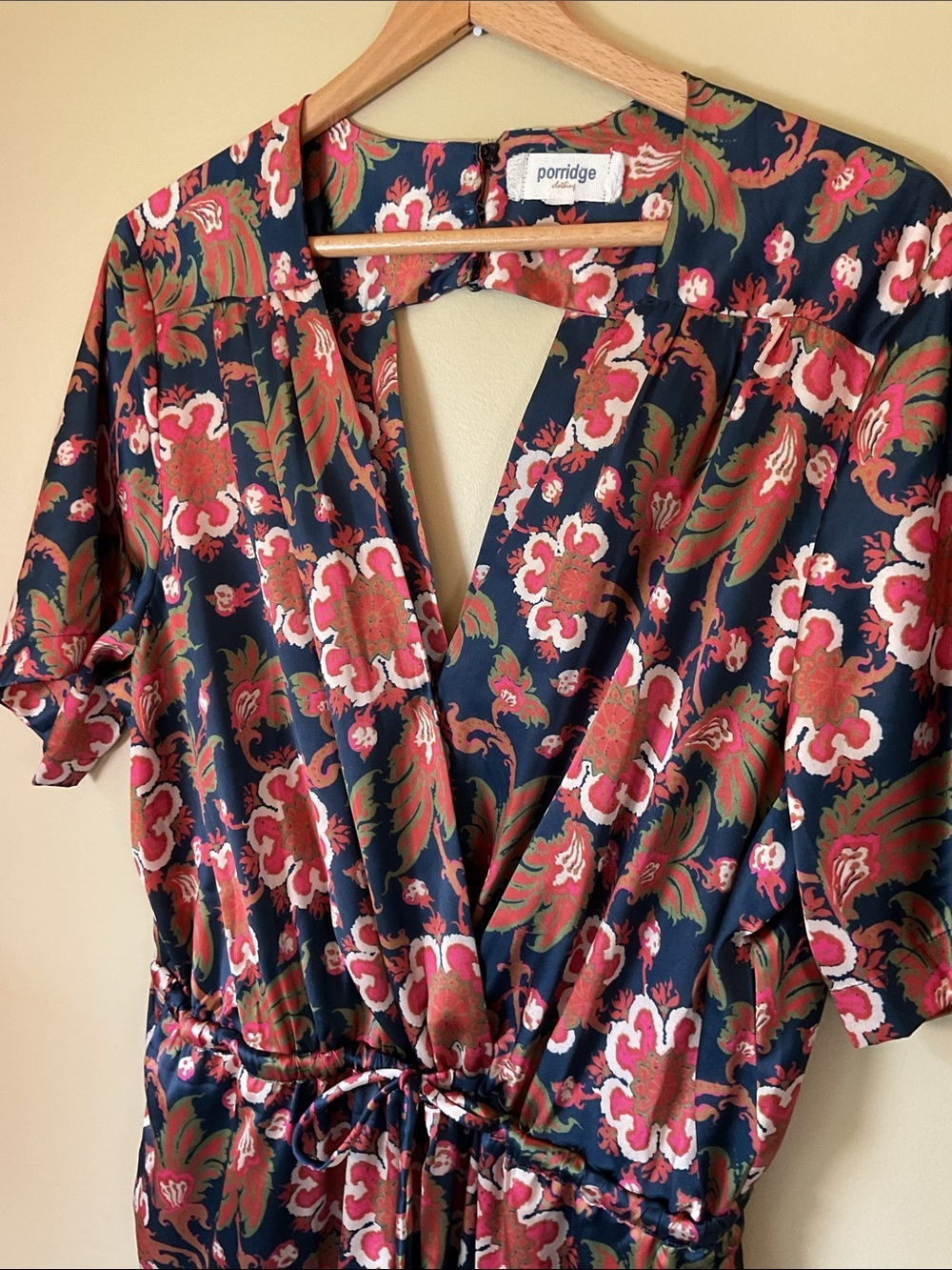 Anthropologie Porridge Navy Colorful Paisley Jumpsuit size L/XL